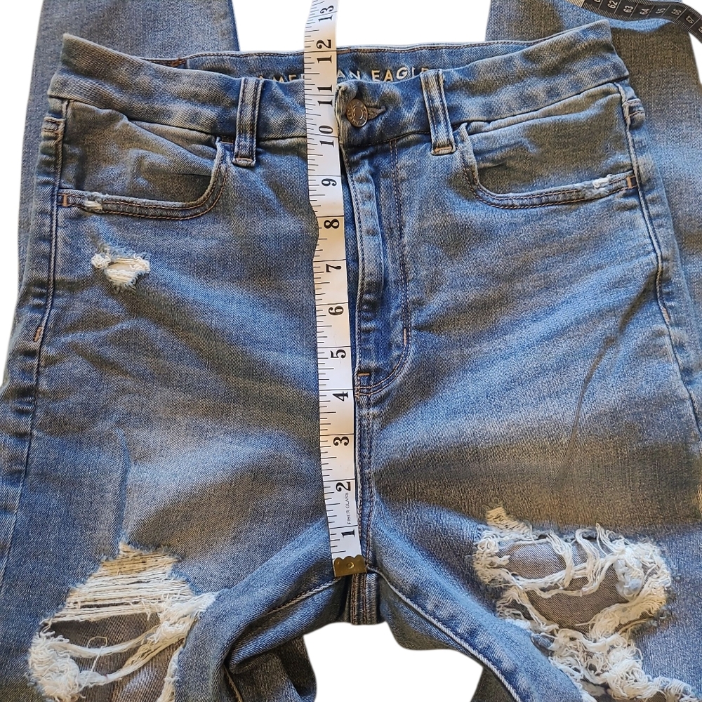 Women's AE Next Level Stretch Curvy Super Hi-Rise Jeggings Distressed 6 *SHORT* - Picture 7 of 9